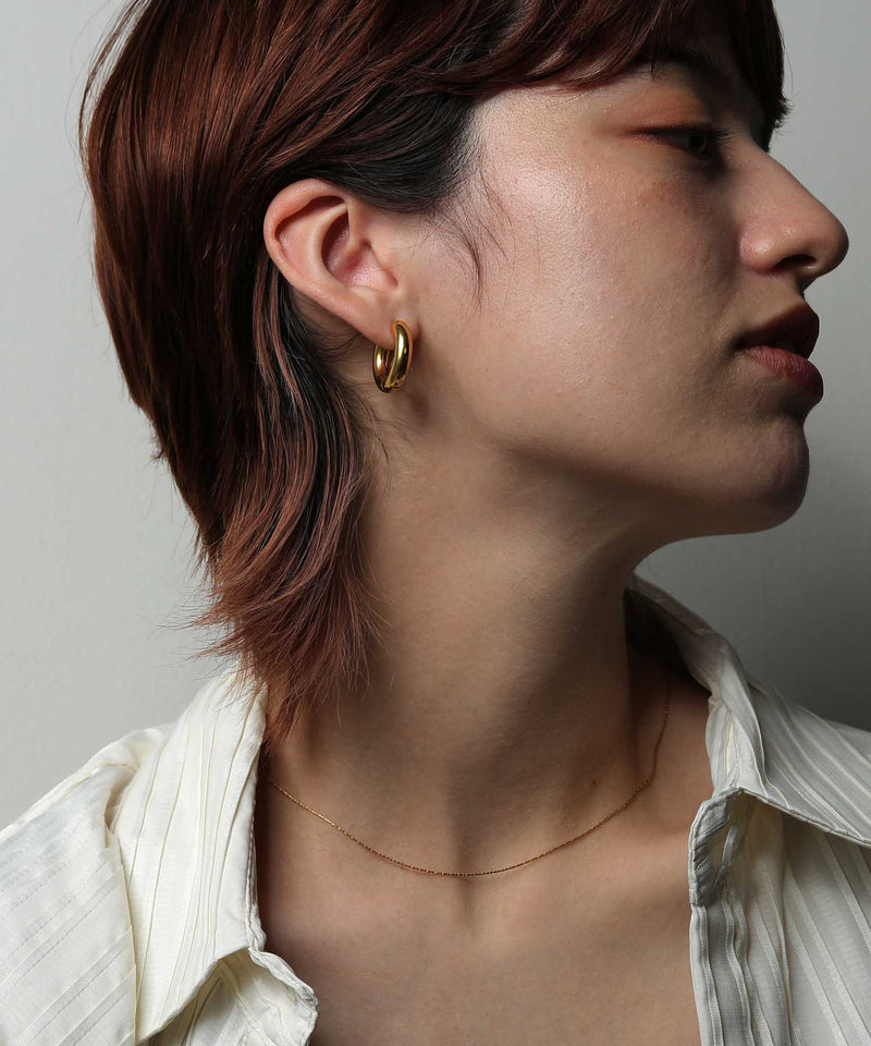 金属アレルギー対応 ボリュームフープデザインピアス 両耳用 サージカルステンレス