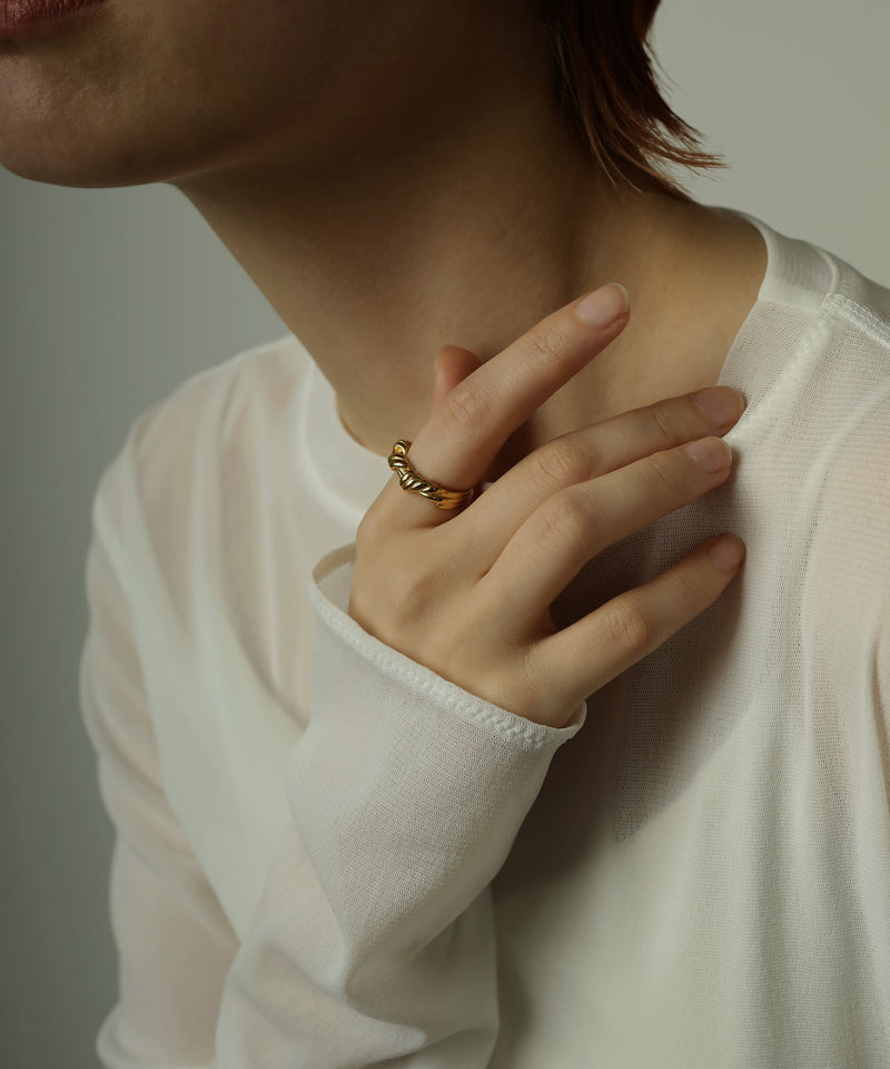 金属アレルギー対応 ニュアンスツイストデザインリング 11号 サージカルステンレ