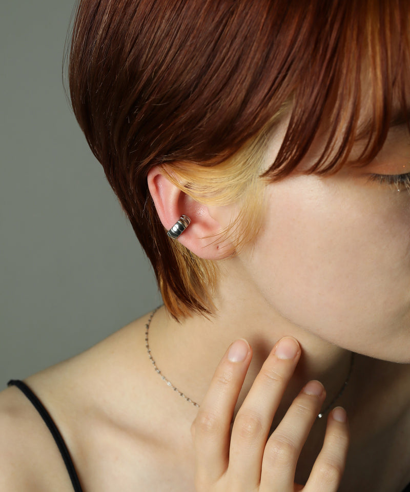 金属アレルギー対応 デザインカットフープイヤーカフ 片耳用 サージカルステンレス