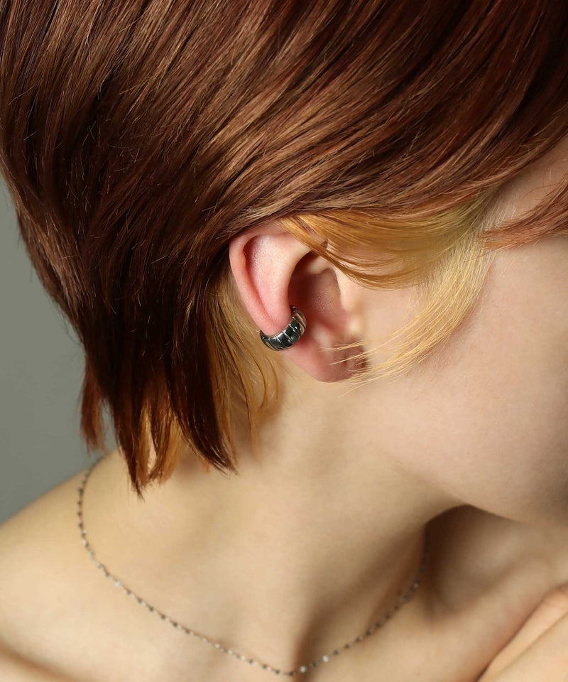 金属アレルギー対応 デザインカットフープイヤーカフ 片耳用 サージカルステンレス