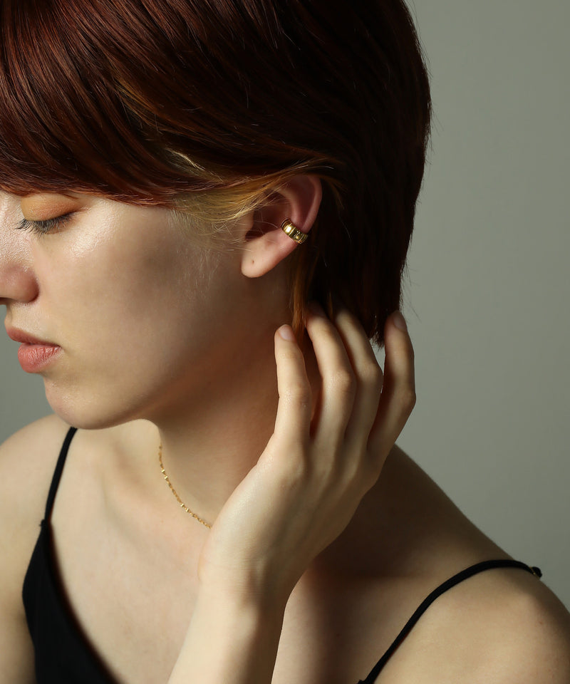 金属アレルギー対応 デザインカットフープイヤーカフ 片耳用 サージカルステンレス